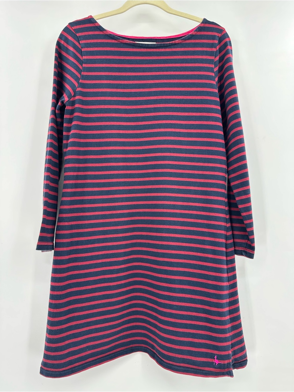 Jack Wills Navy and Maroon Striped Long Sleeve Dress